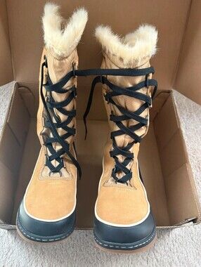 SOREL Tivoli III High Boots Curry Tan Black Winter Snow Waterproof Size 7 NIB